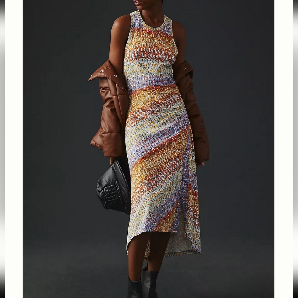 Sleeveless Multicolor Knit Maxi Dress